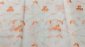 100 % Cotton organdy fabric floral peach colour embroidered single length 2.70 yards 44" wide [9223]