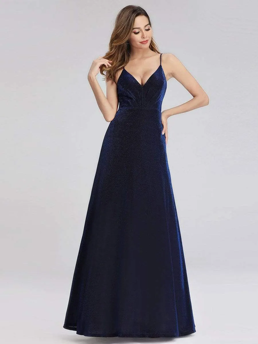 A-Line Spaghetti Straps Velvet Evening Party Dresses for Women