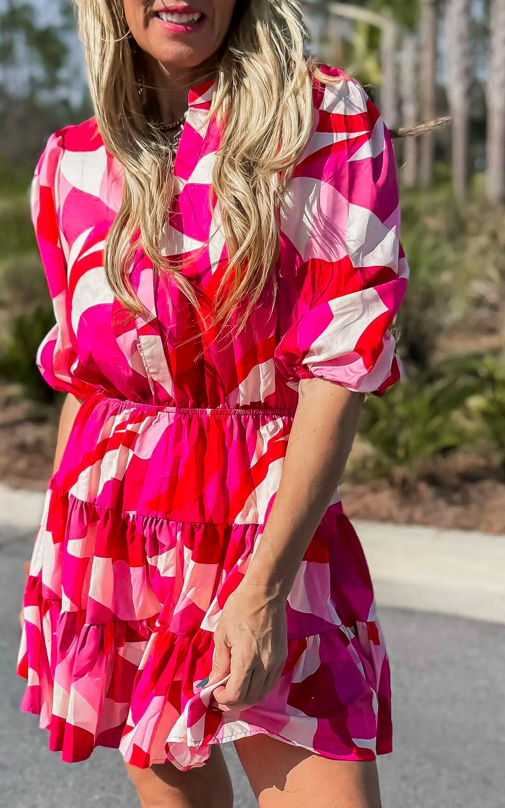 Abstract Tiered Dress