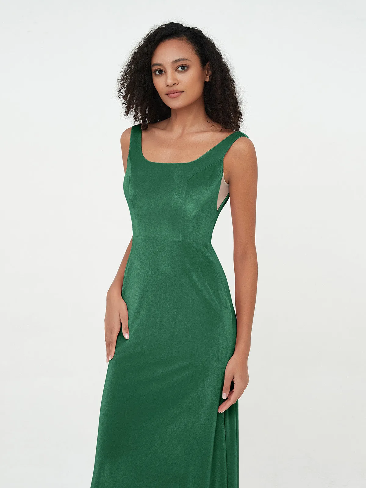 Bateau Neck Mermaid Long Velvet Dresses Dark Green Plus Size