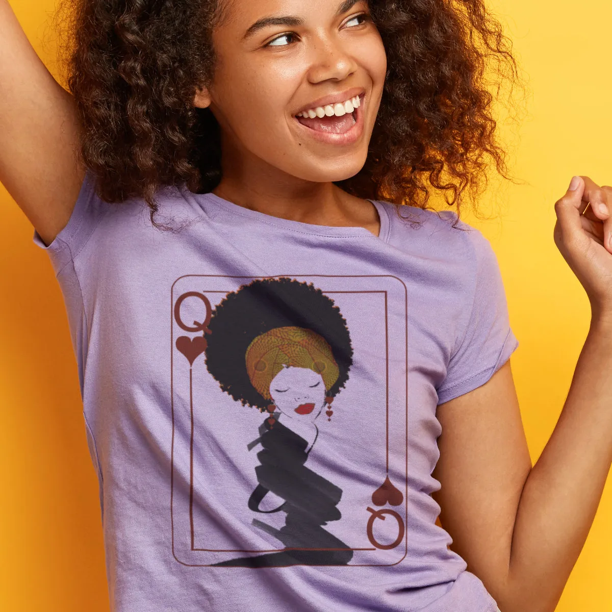 Black Queen of Hearts - Crew neck Fitted Tee - Women's Cut