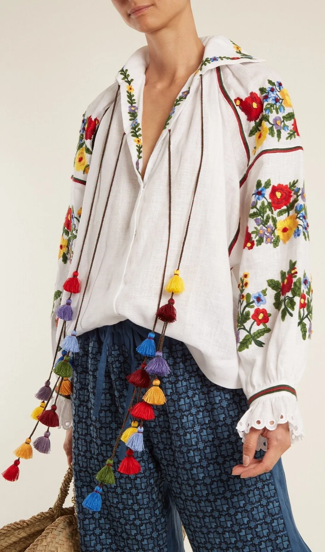 Boucl̩ Embroidered Linen Blouse