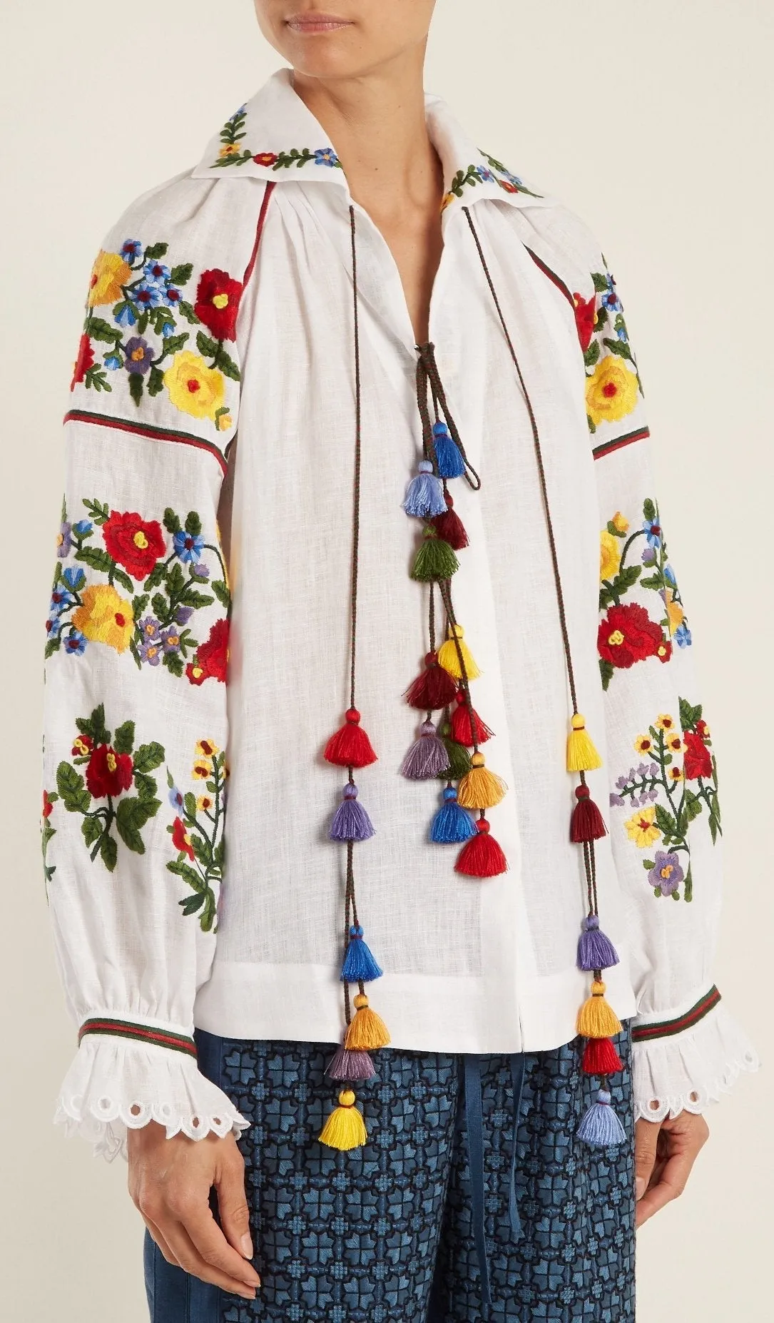 Boucl̩ Embroidered Linen Blouse