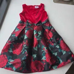 Childrens Place Red velvet flower Polyblnd tank Dresses 6-7Y