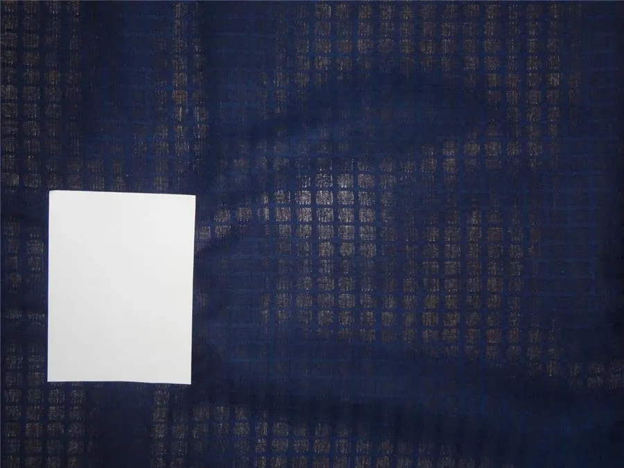 Cotton Organdy Fabric Leno Checks Design 44&quot; navy blue