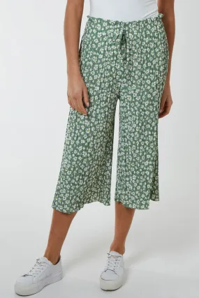 Daisy Print Wide Leg Culottes