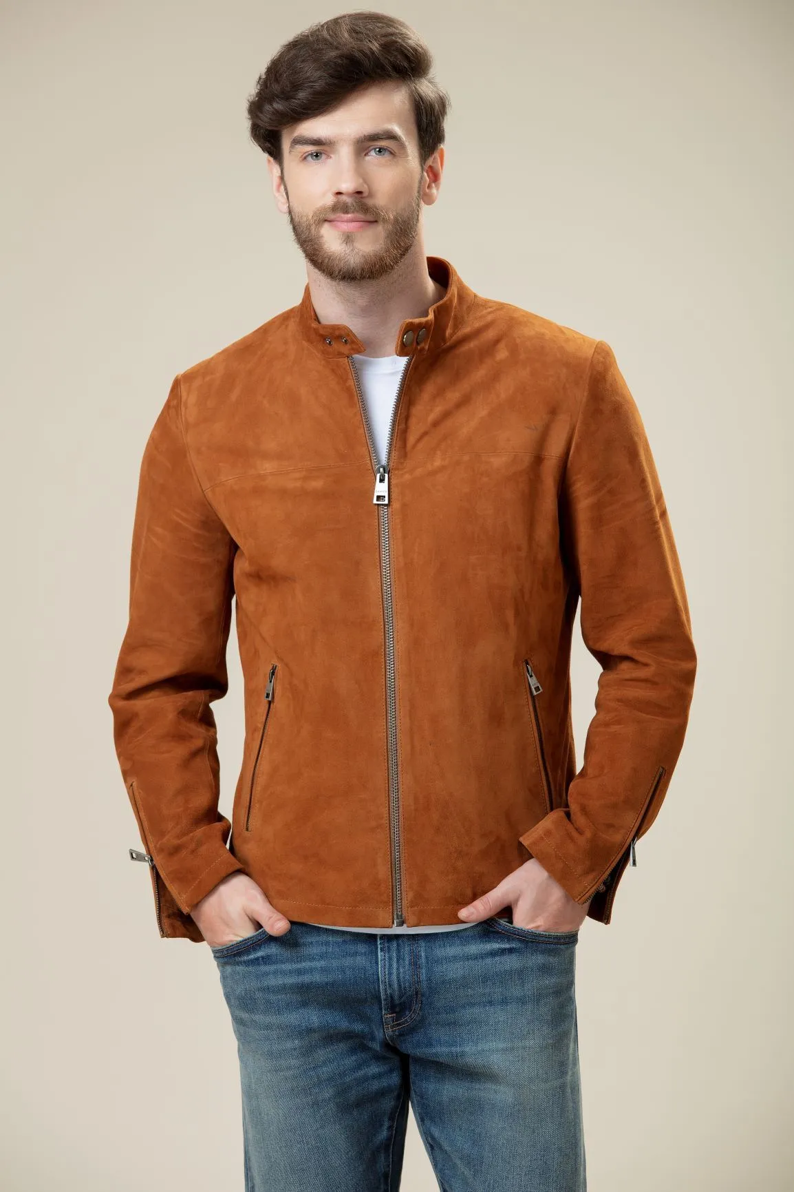 Desert Suede Bomber Stylish Leather Jacket by TJS