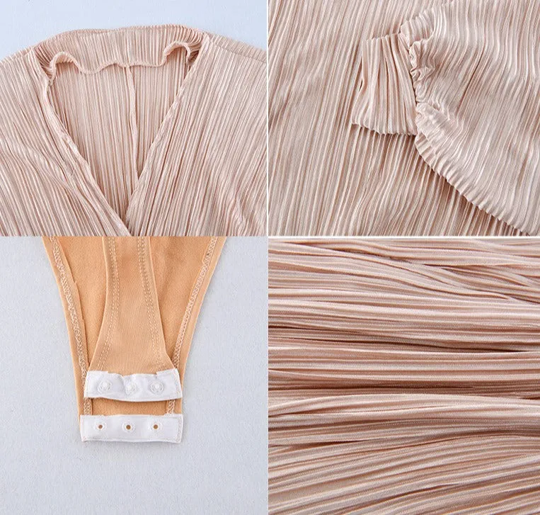 Donna V-neck Pleated Sexy Bodysuit