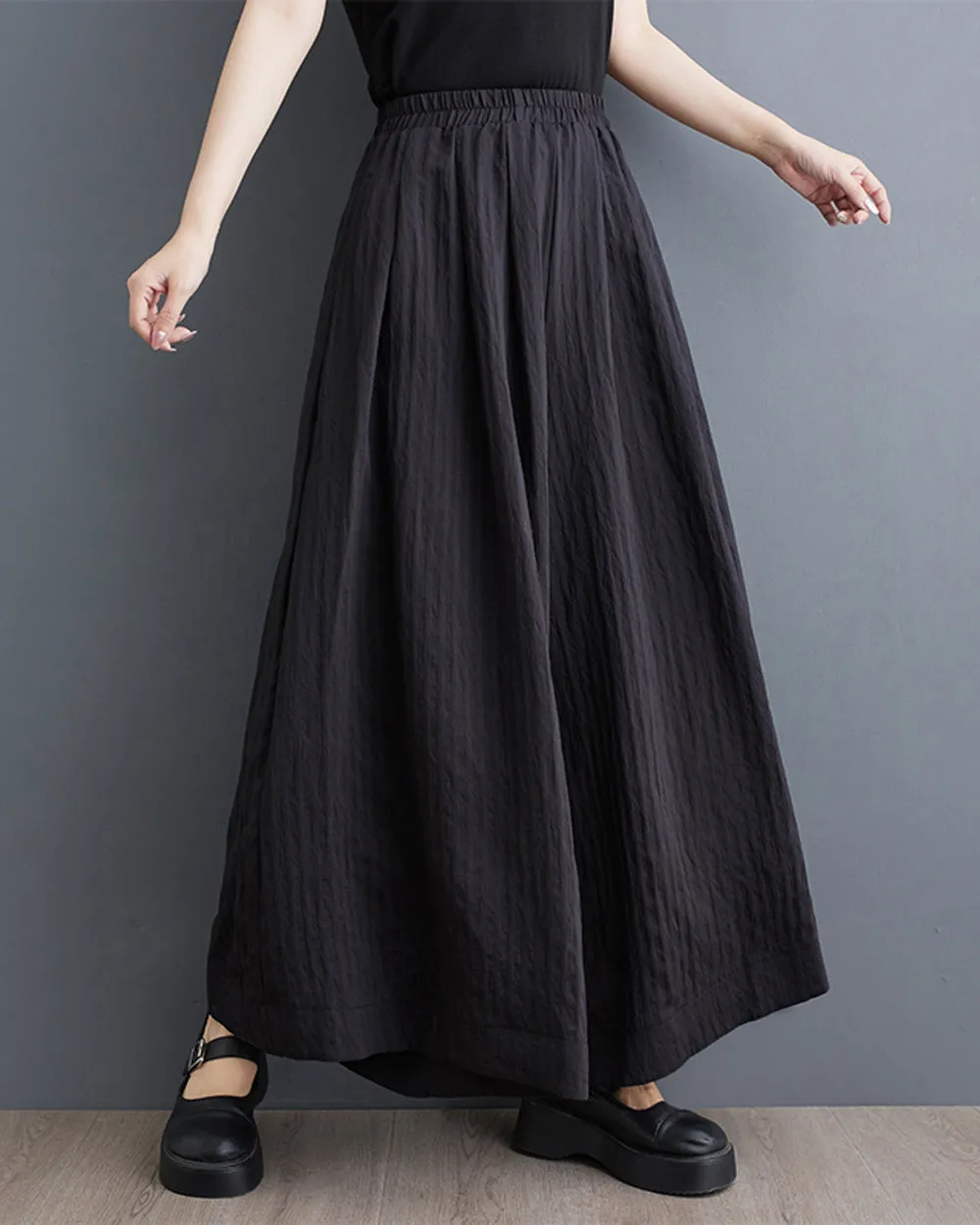 ellazhu Black Pants Skirt for Women Wide Leg Loose Culottes Summer GZ207