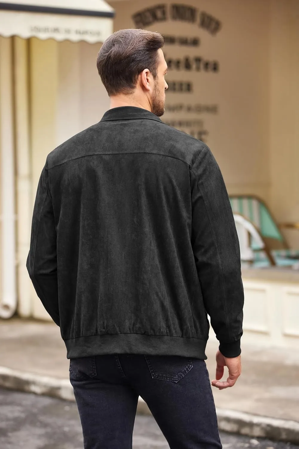 Fynara Black Suede Aviator Leather Jacket