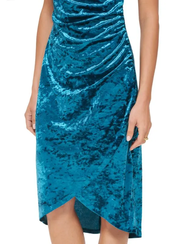 Guess velvet tulip dress with back zip, teal