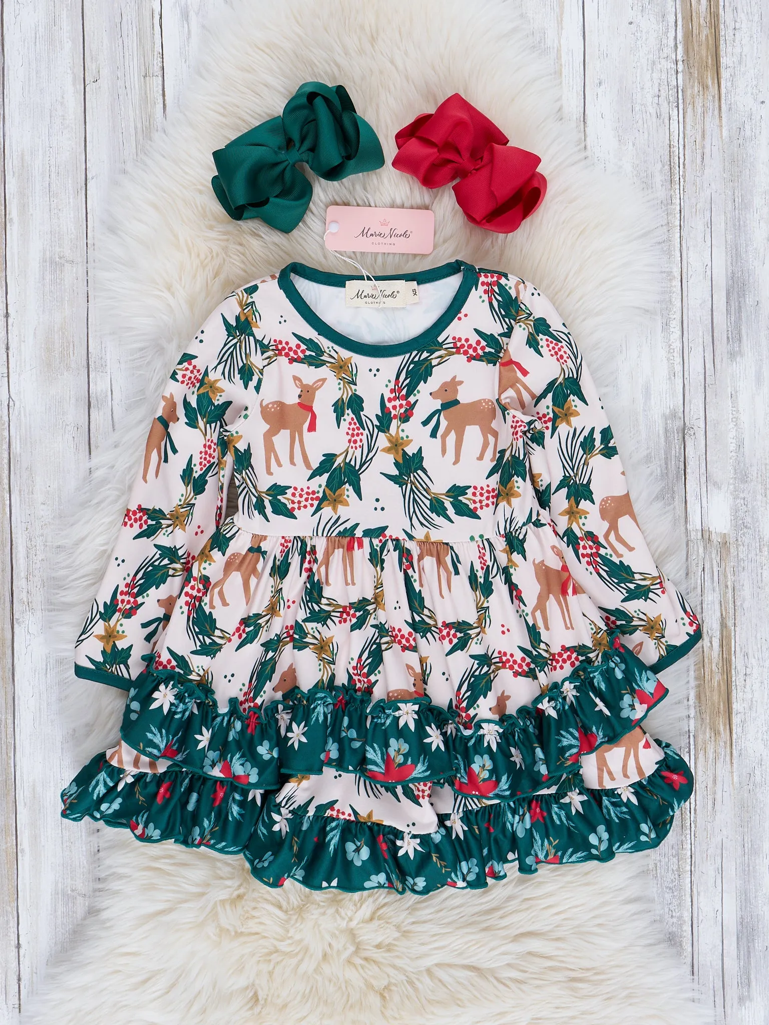 Happiest Holidays Tiered Ruffle Dress