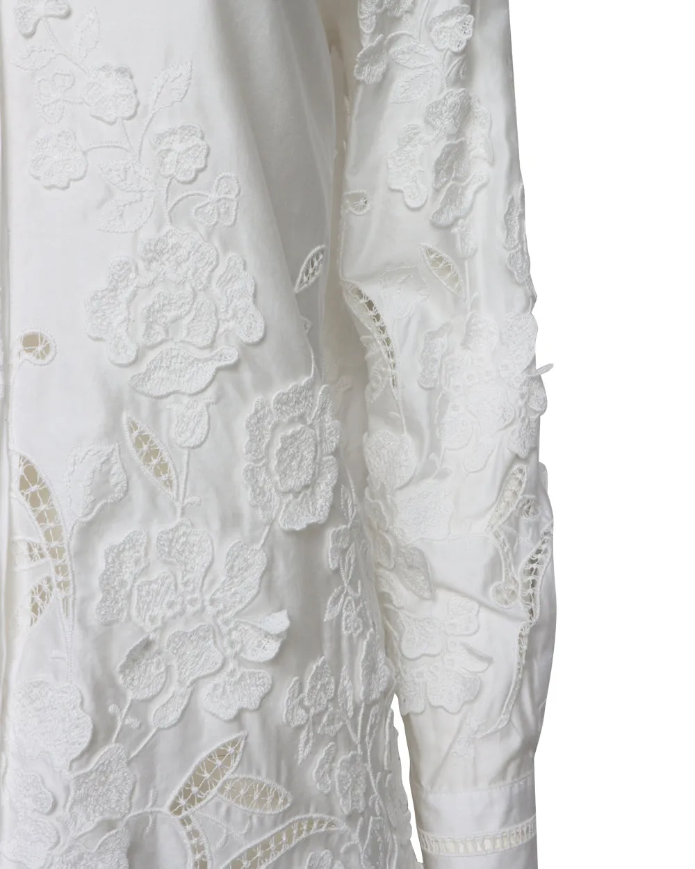 Ivory Embroidered Rococo Button Up Blouse