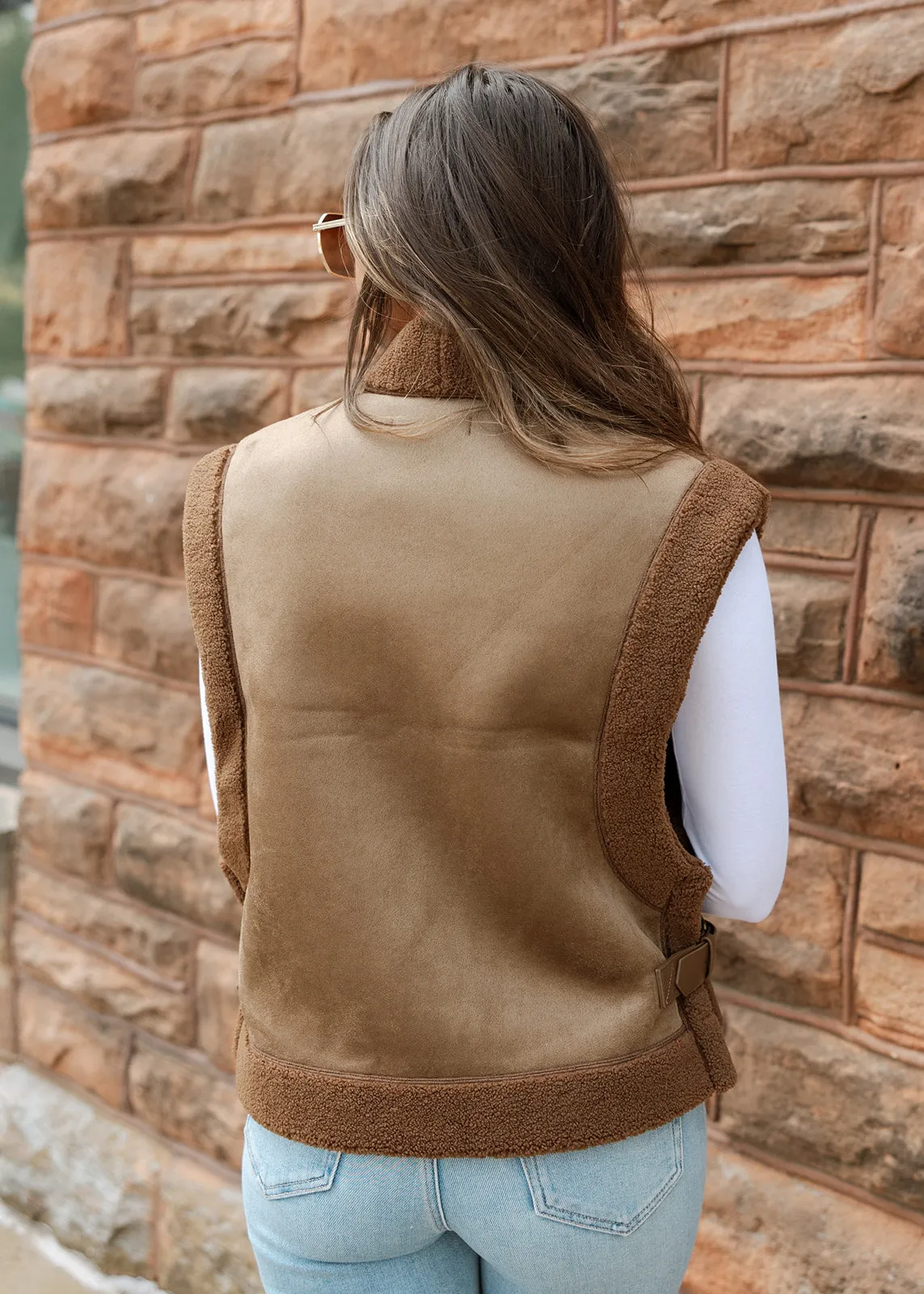 Locked In Brown Sherpa & Suede Vest