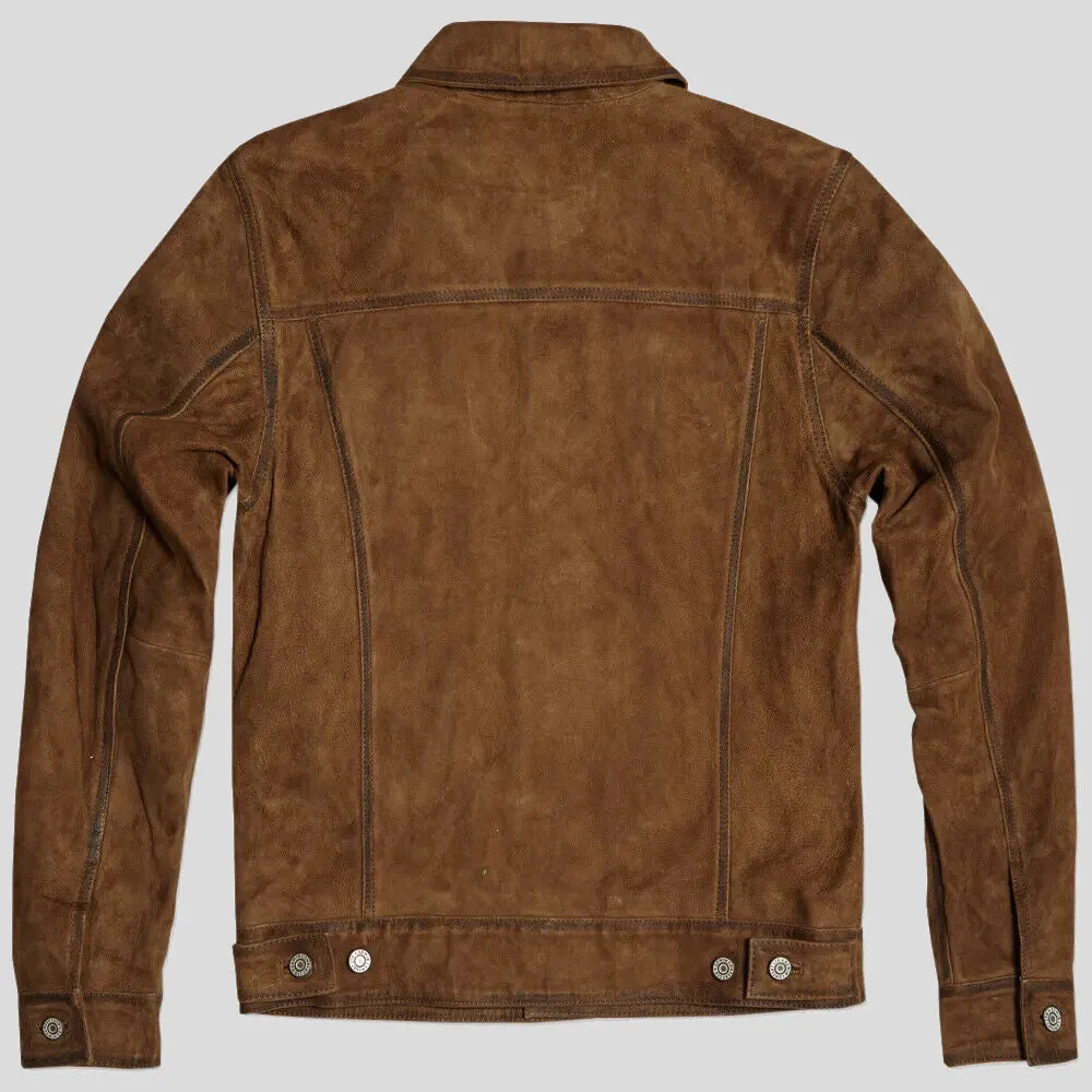 Mens Brown Suede Leather Rider Jacket