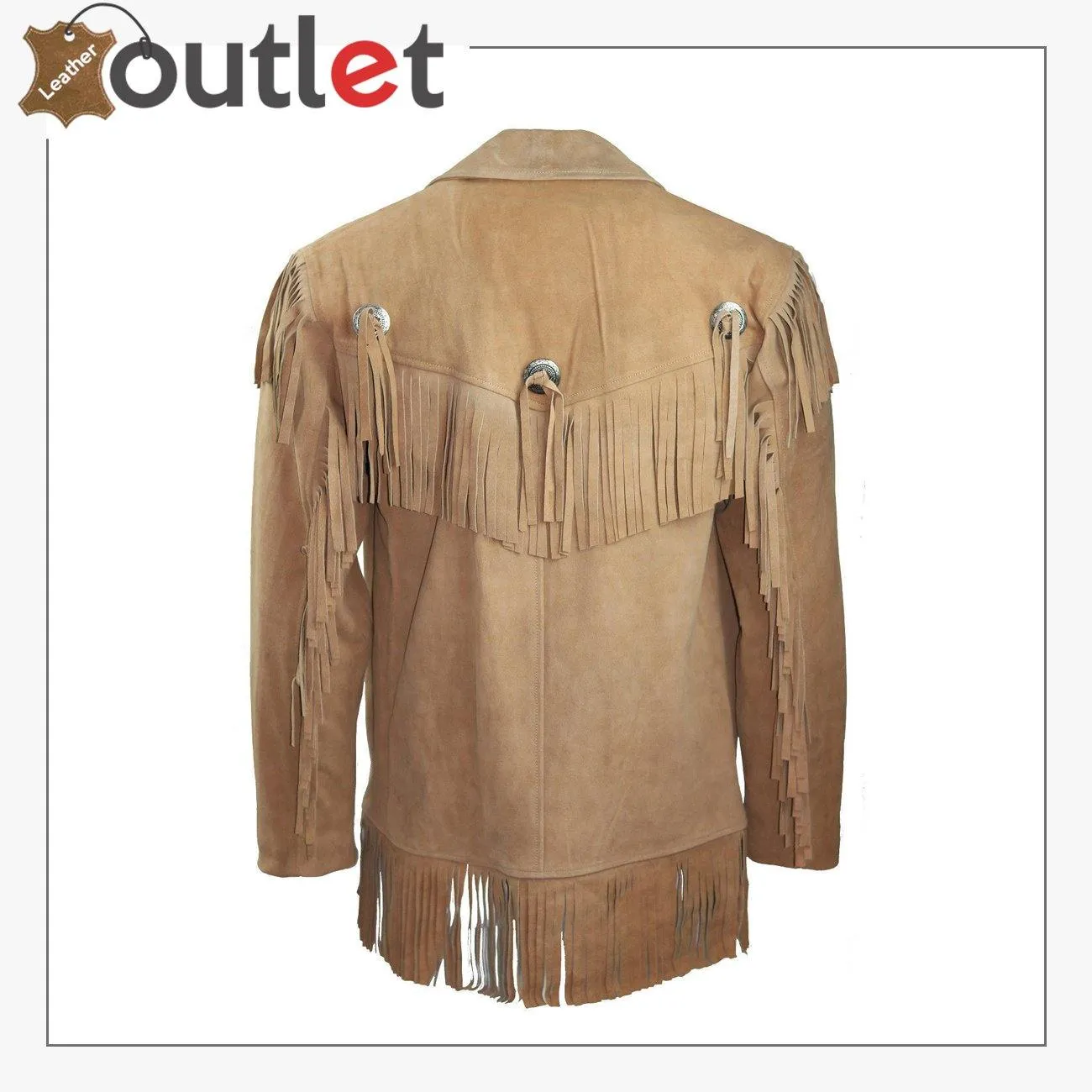 Men's New Beige Western Native American Suede Cow Leather Jacket