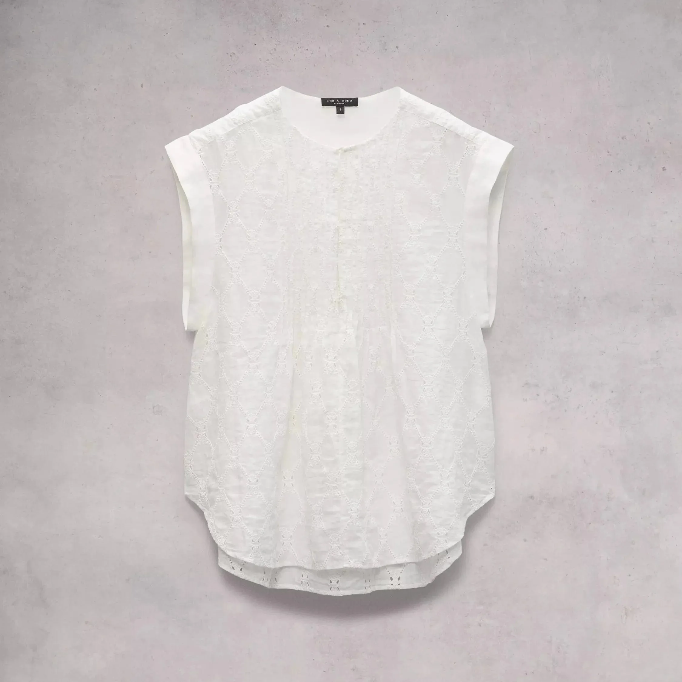 Rag & Bone Gabby Embroidered Top in White