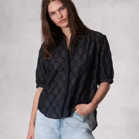 Rag & Bone Jordan Embroidered Top in Black