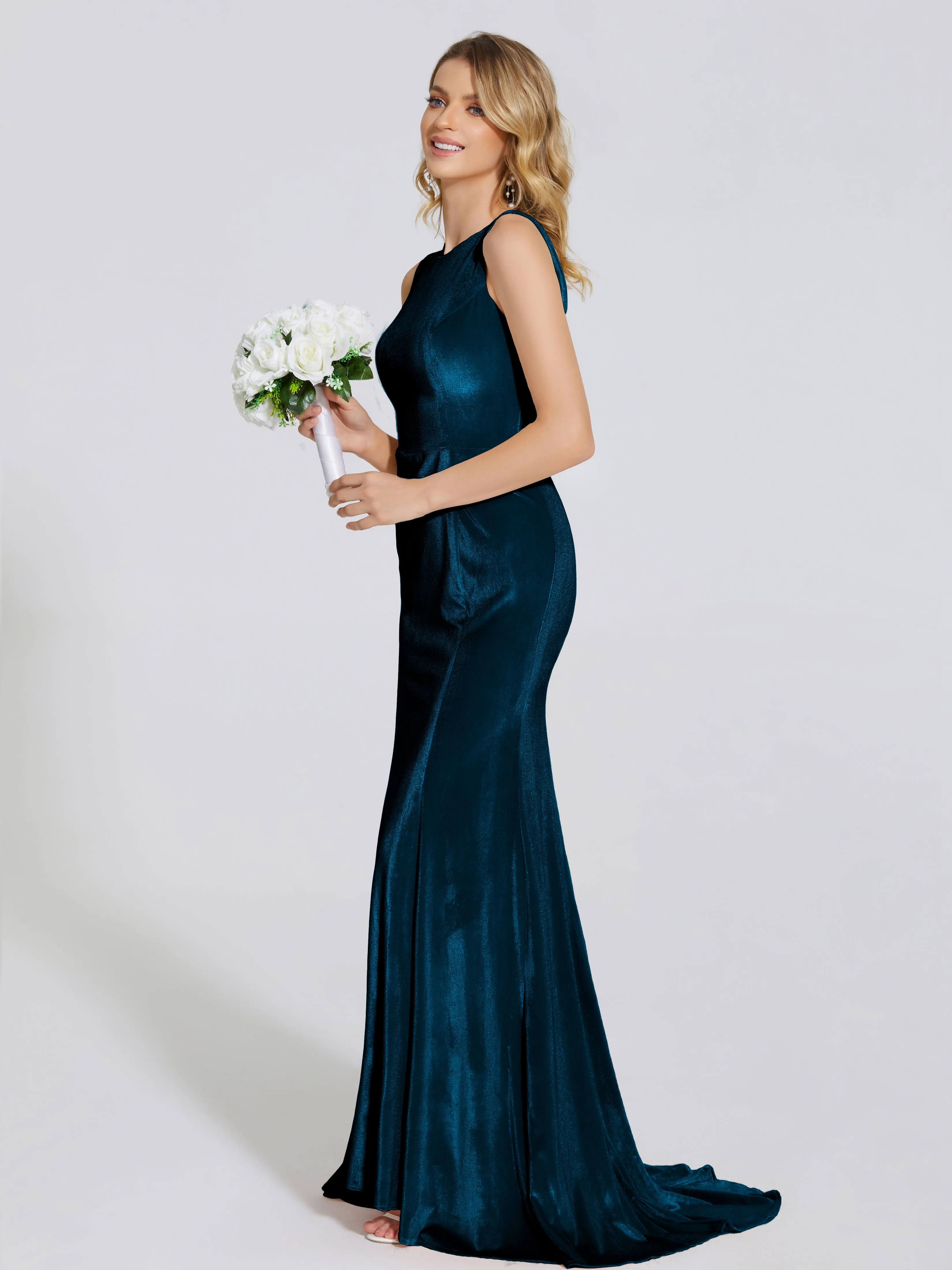 Rebecca Vintage Scoop Neck Velvet Mother of the Bride Dresses