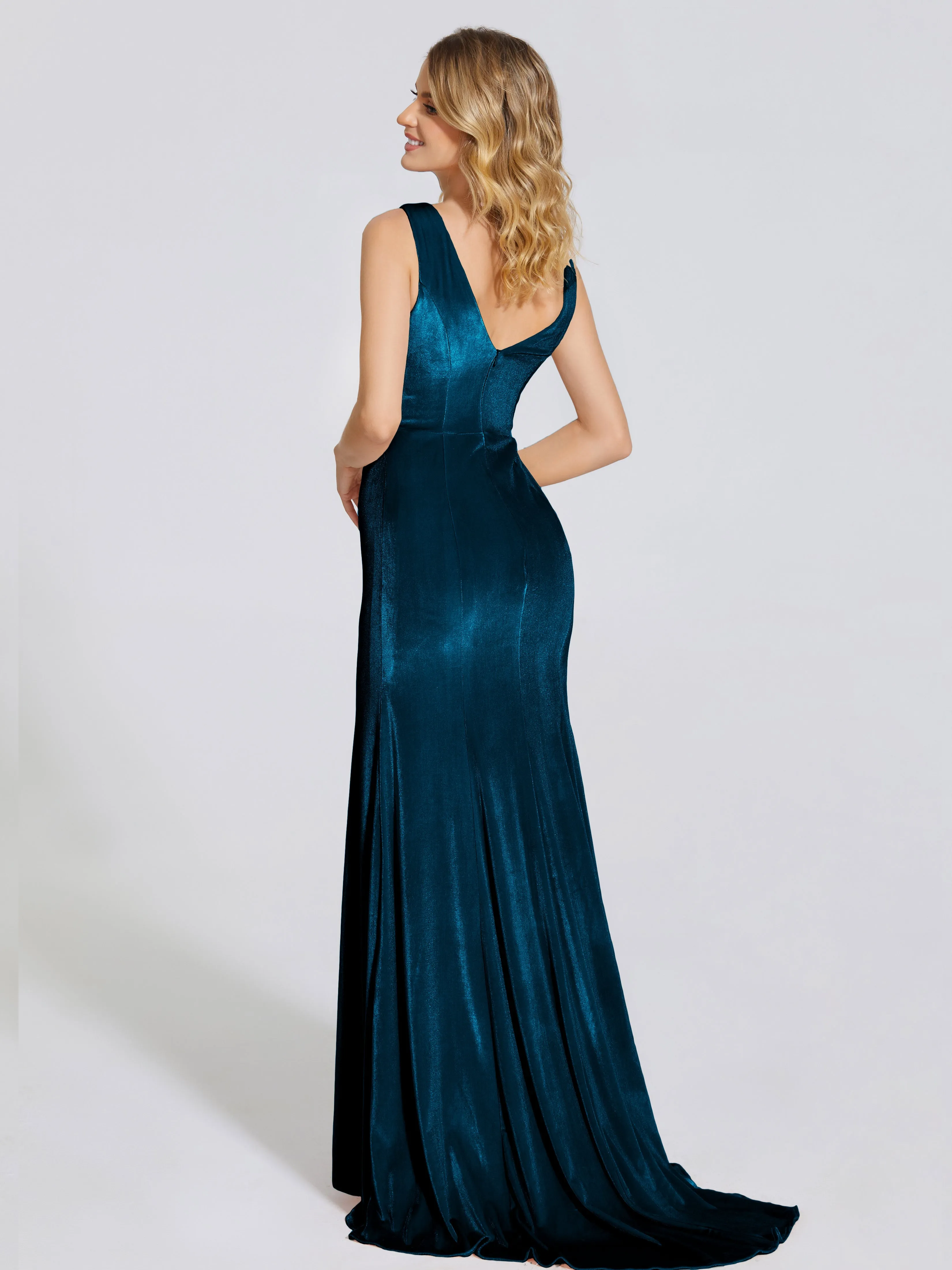 Rebecca Vintage Scoop Neck Velvet Mother of the Bride Dresses