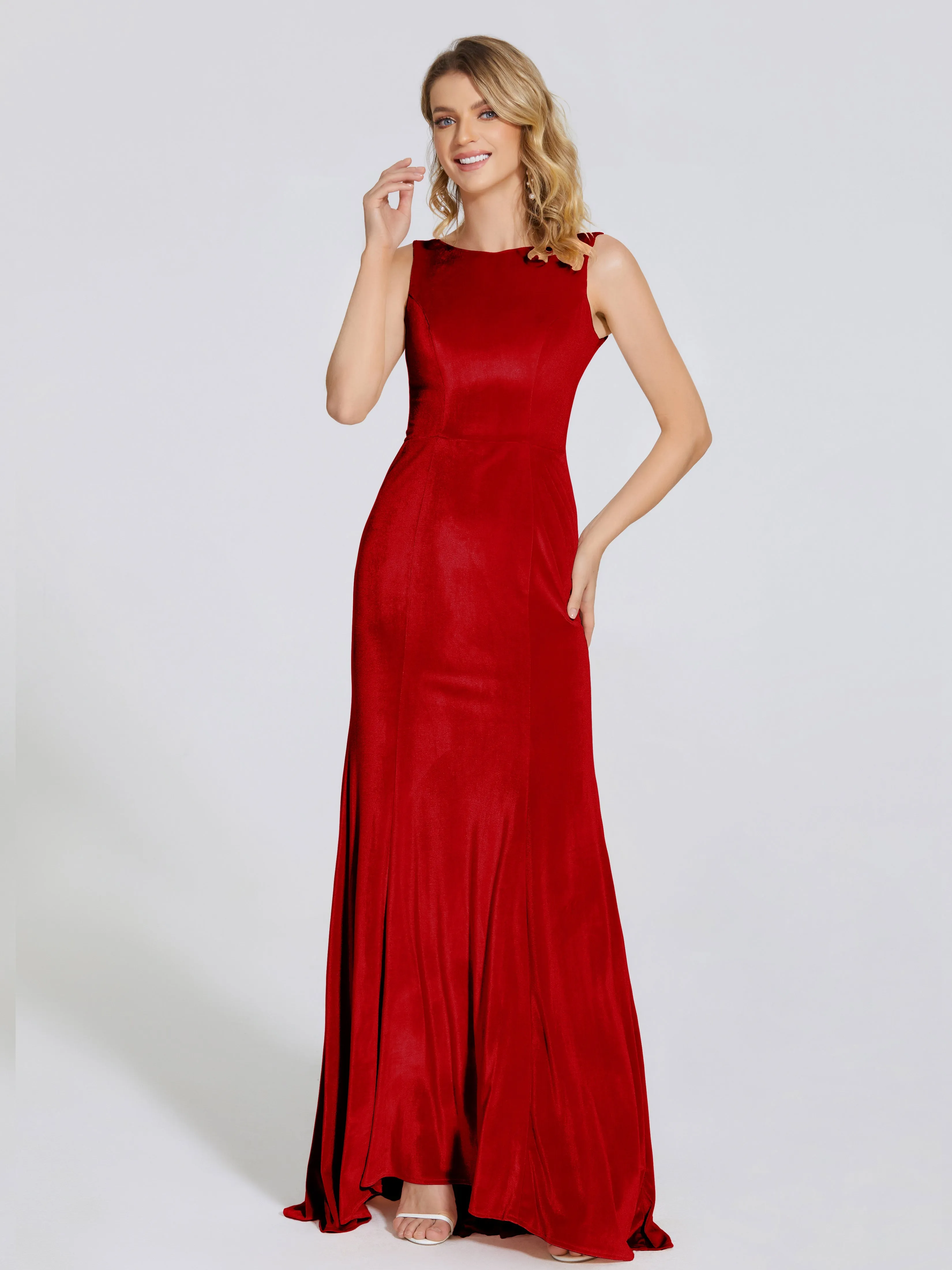 Rebecca Vintage Scoop Neck Velvet Mother of the Bride Dresses