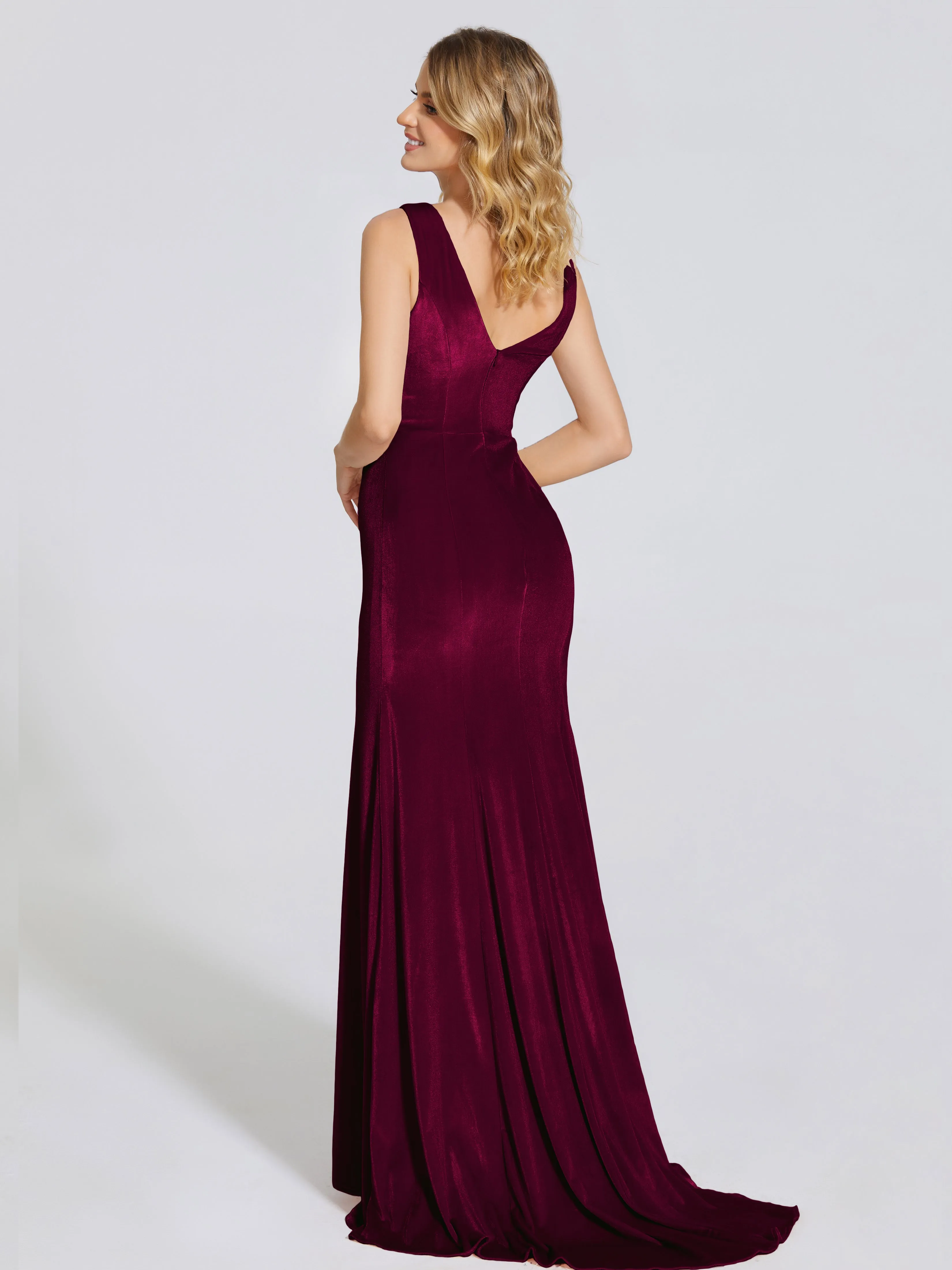 Rebecca Vintage Scoop Neck Velvet Mother of the Bride Dresses