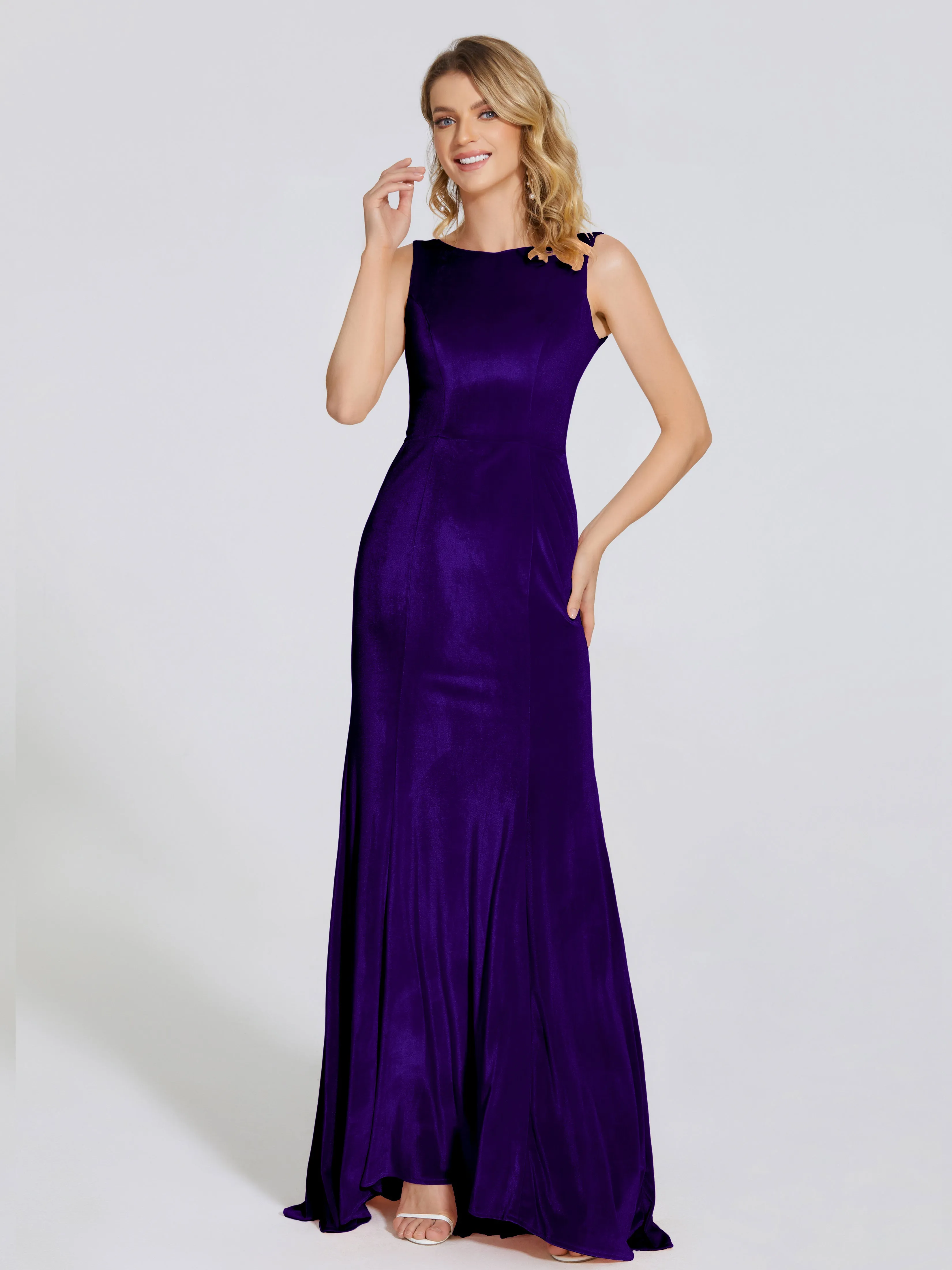 Rebecca Vintage Scoop Neck Velvet Mother of the Bride Dresses