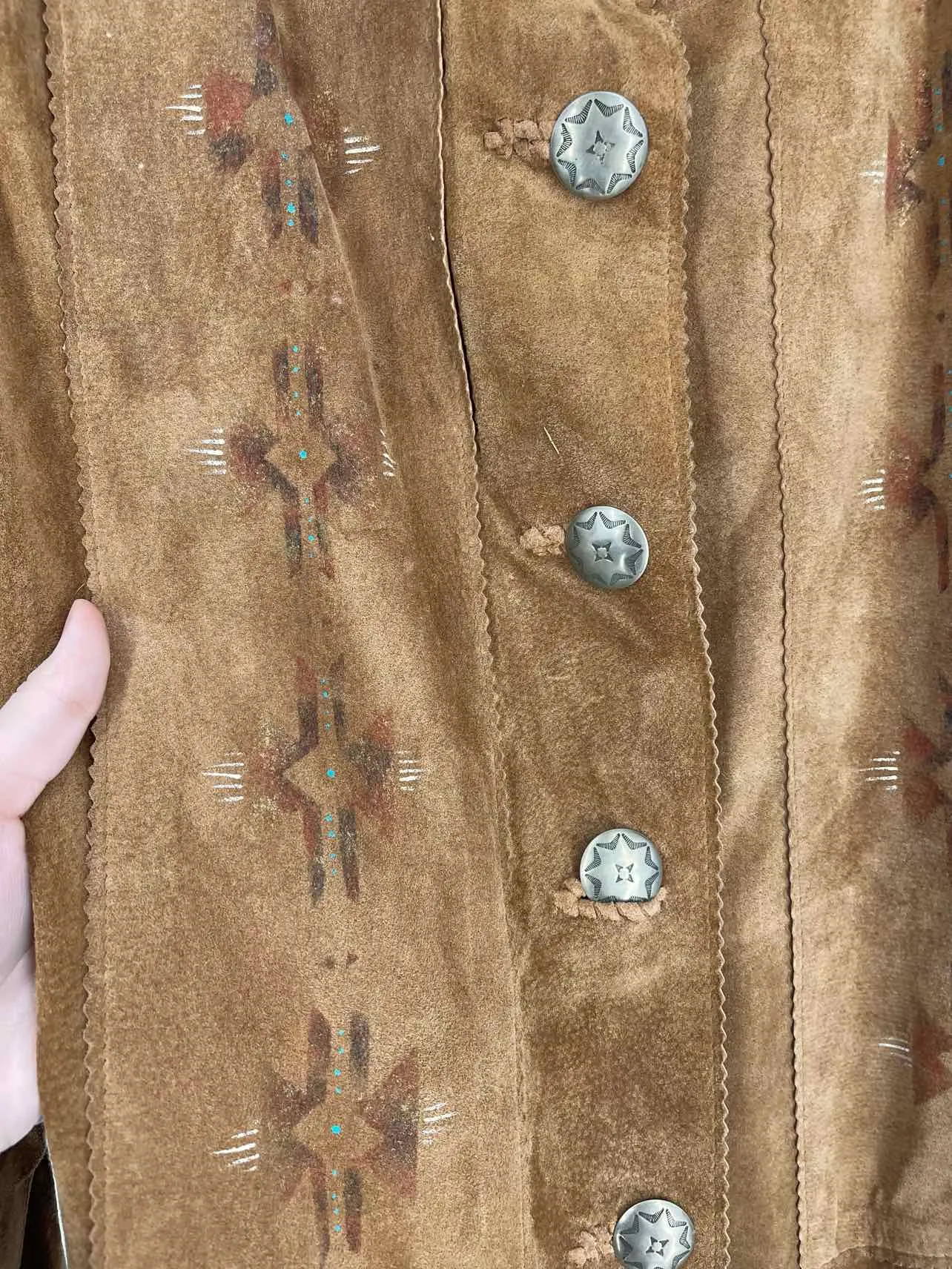 Size M Br/Wh/Bl Southwestern Suede Jackets Jacket