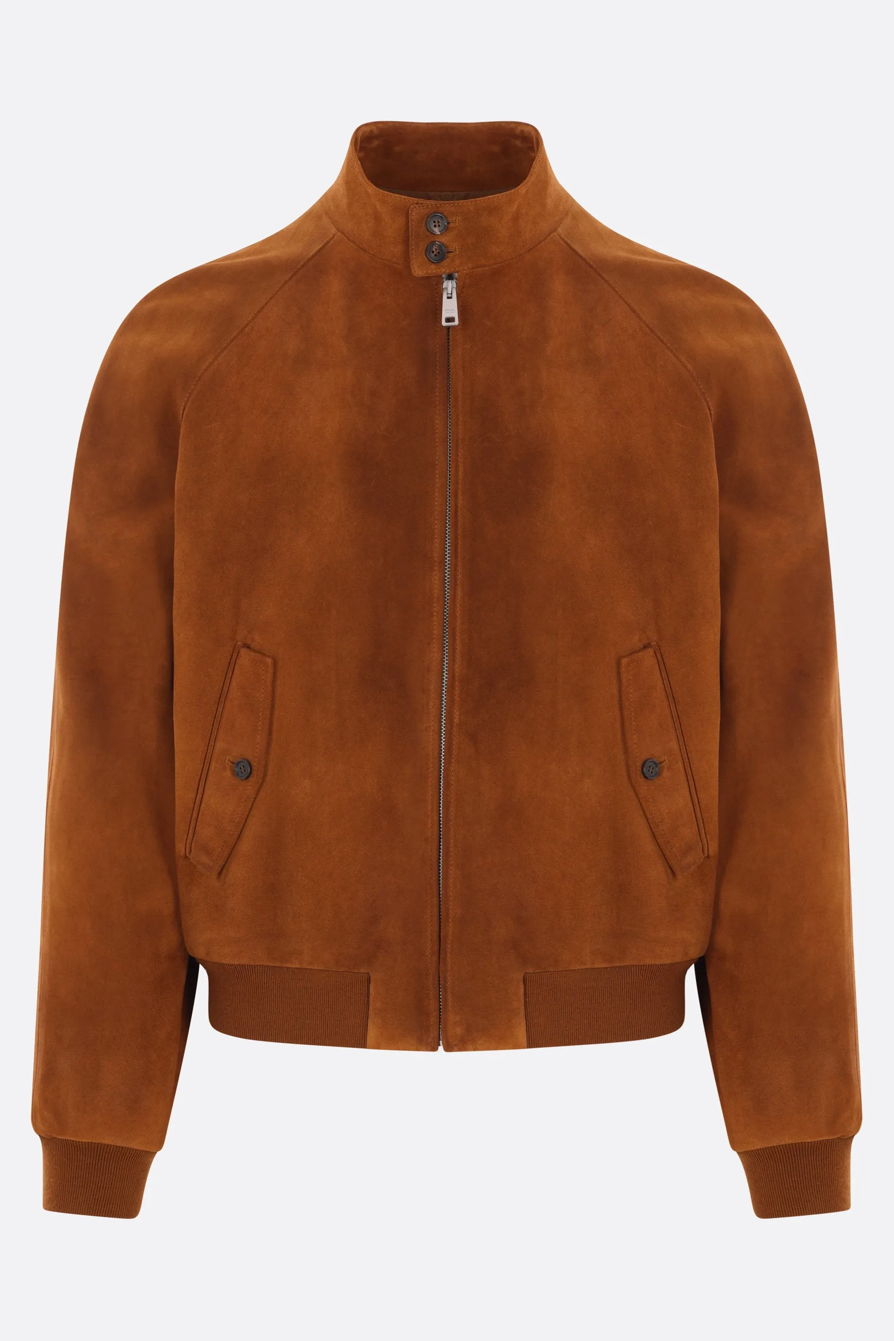 Suede Ribbed Trim Bomber Jacket