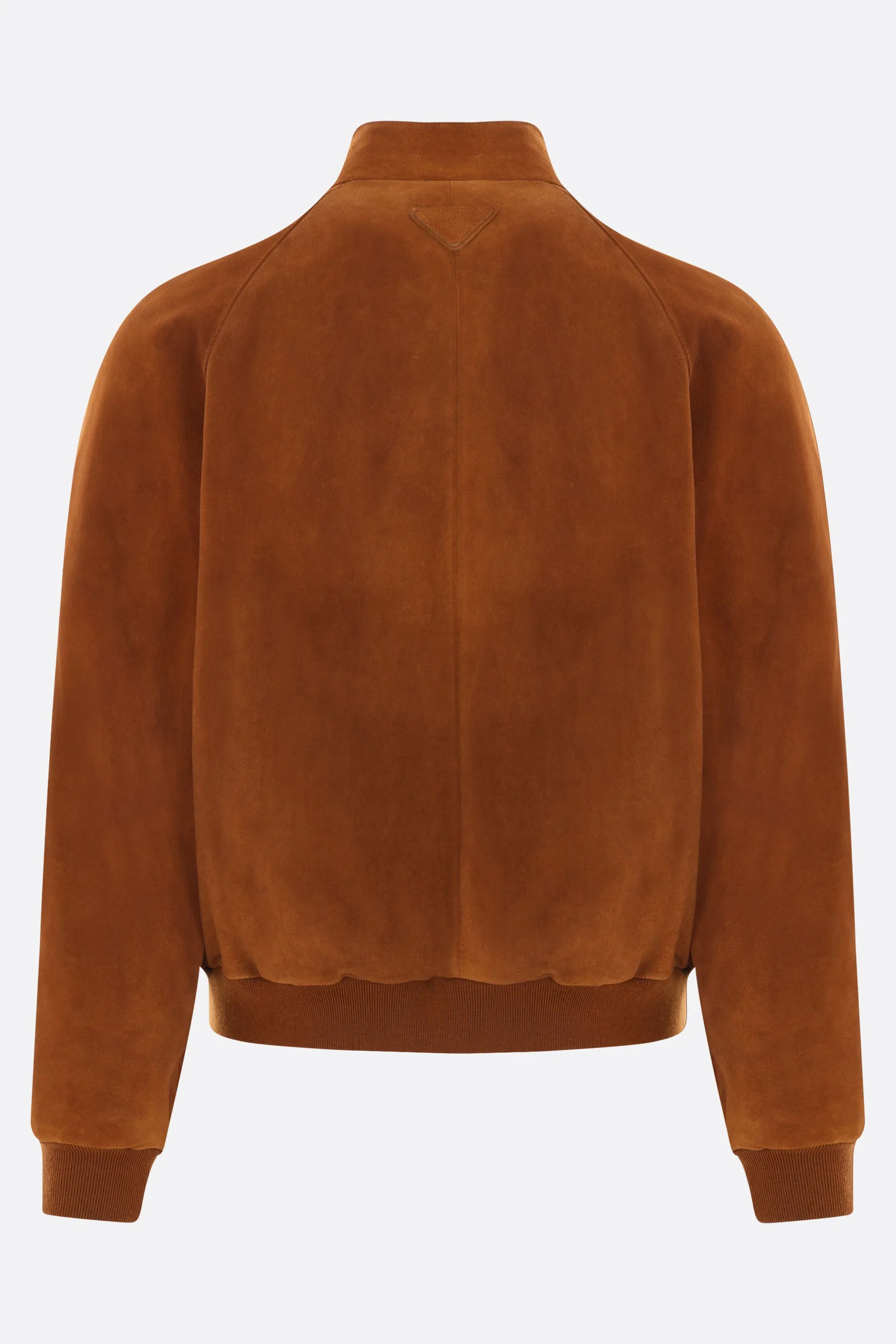 Suede Ribbed Trim Bomber Jacket