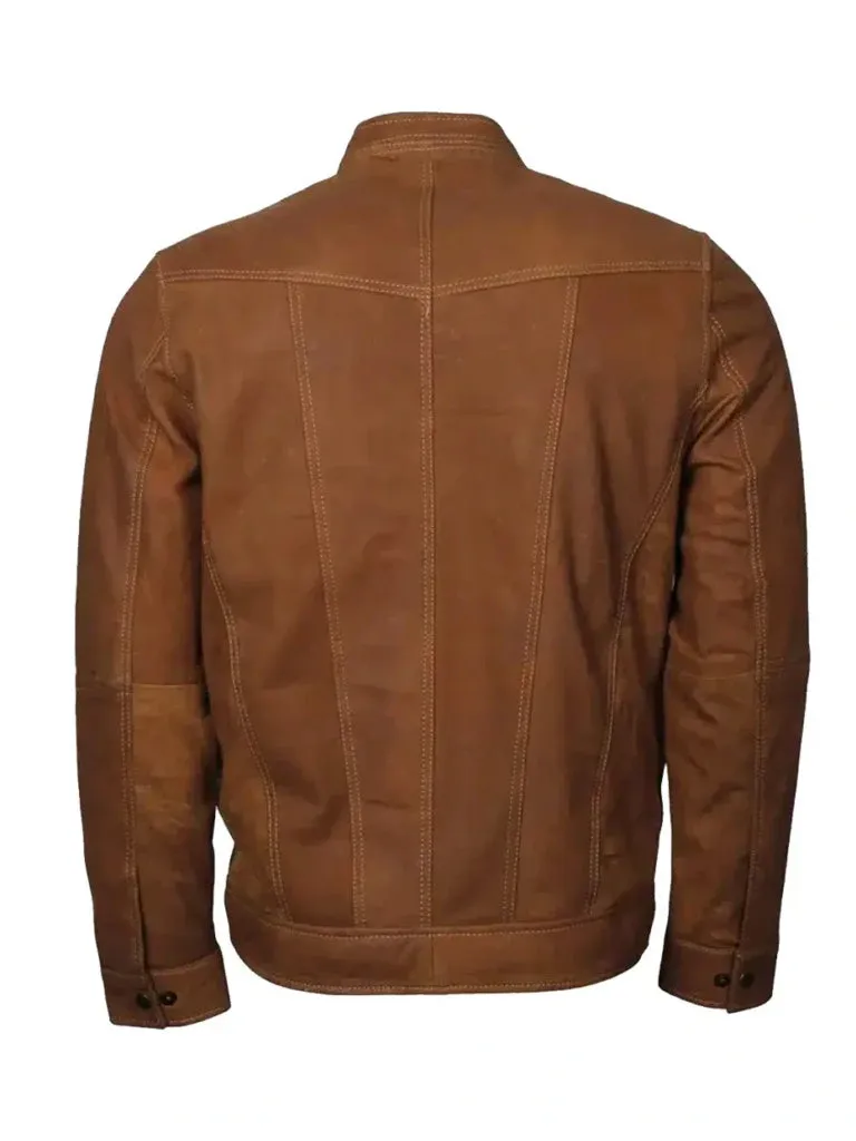 Tan Suede Biker Leather Jacket