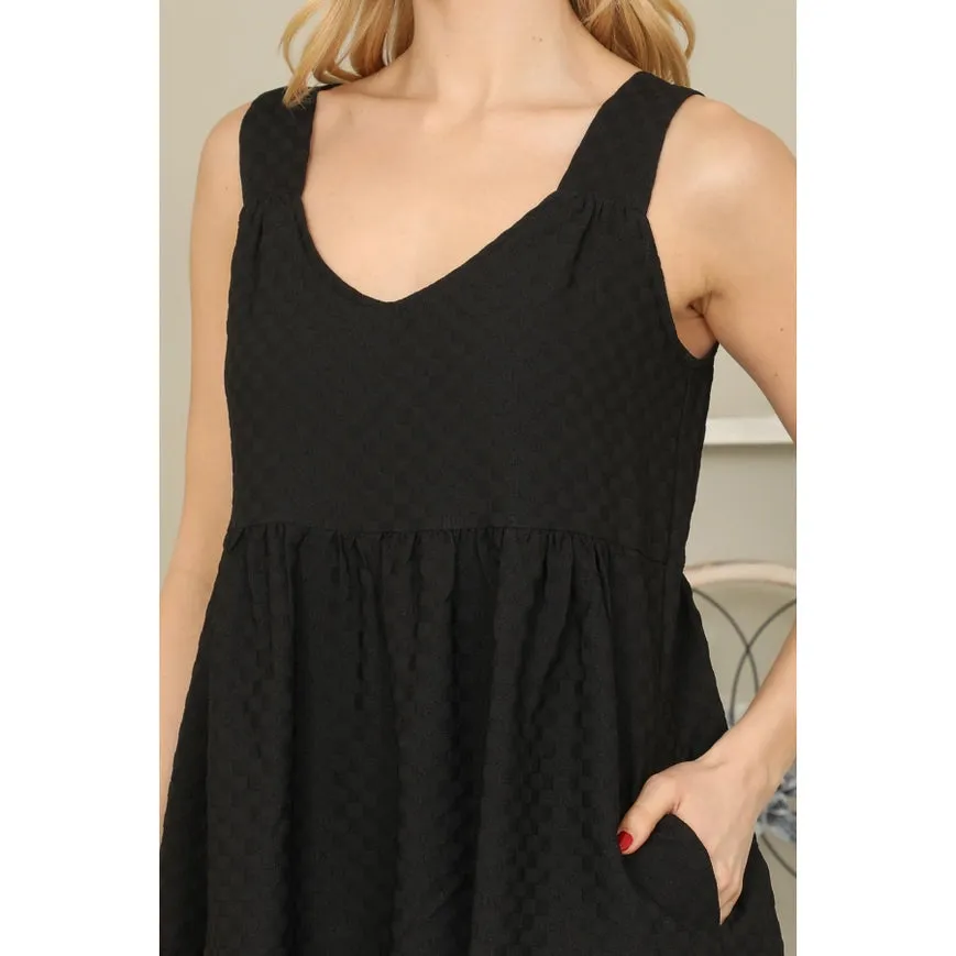 Tiered & Sleeveless Mini Dress Black