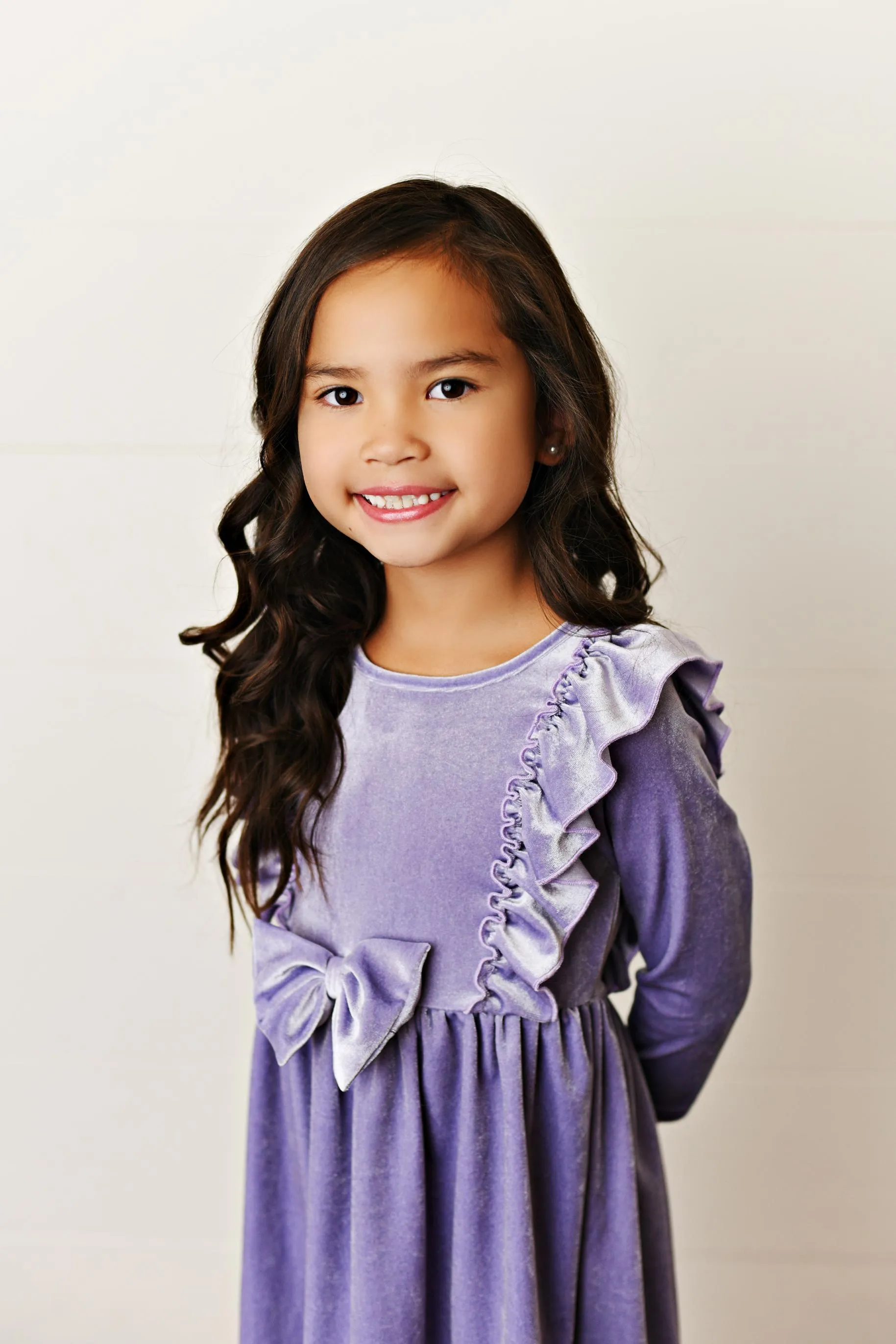 Velvet Lavender Bow Dress