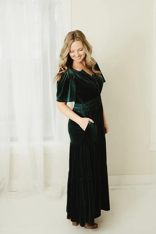 Velvet Tiered Maxi Dress