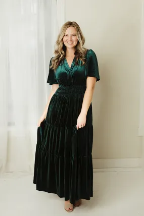 Velvet Tiered Maxi Dress